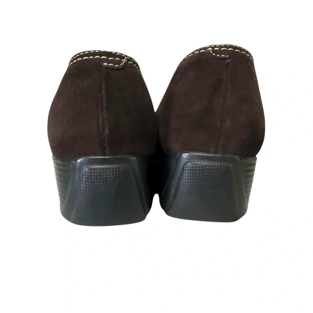 Naturalizer Brown Suede Slip‎ On SZ 10W Women Comfort Low Wedge Casual